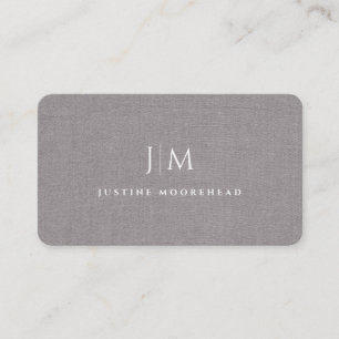 Modern Professionell Monogram Minimalist Grått Lin Visitkort