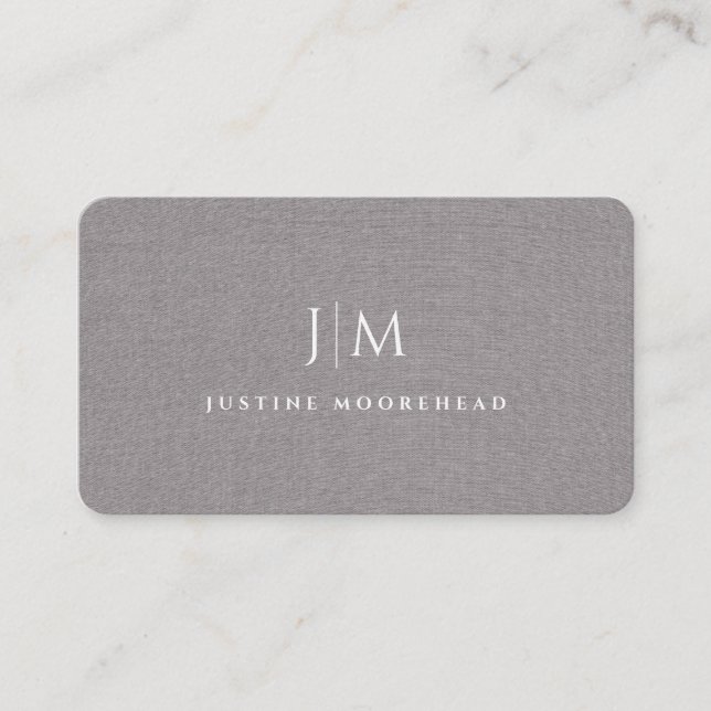 Modern Professionell Monogram Minimalist Grått Lin Visitkort (Framsida)