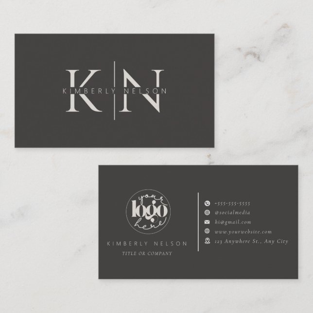 Modern Professionell Monogram - minimalistisk Visitkort (Fram/baksida)