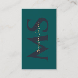 Modern Professionell Monogram Mörk Teal Elegant Bu Visitkort