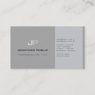 Modern Professionell Monogram Plain Elegant Grått Visitkort