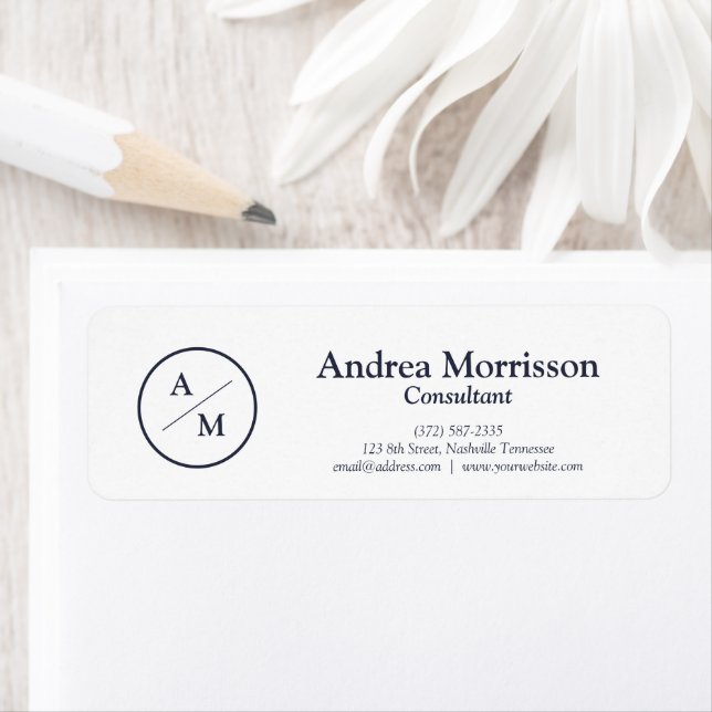 Modern Professionell Monogram Returadress Etikett (Insitu)