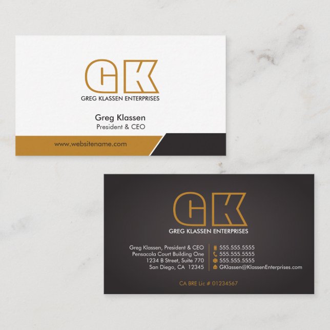 Modern Professionell Monogram Visitkort (Fram/baksida)