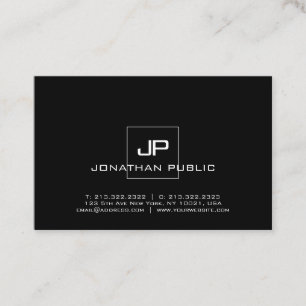 Modern Professionell Monogrammed Black White-Chic Visitkort