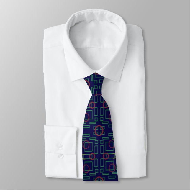 Modern Professionell Mörk blått geometri Slips (Bunden)