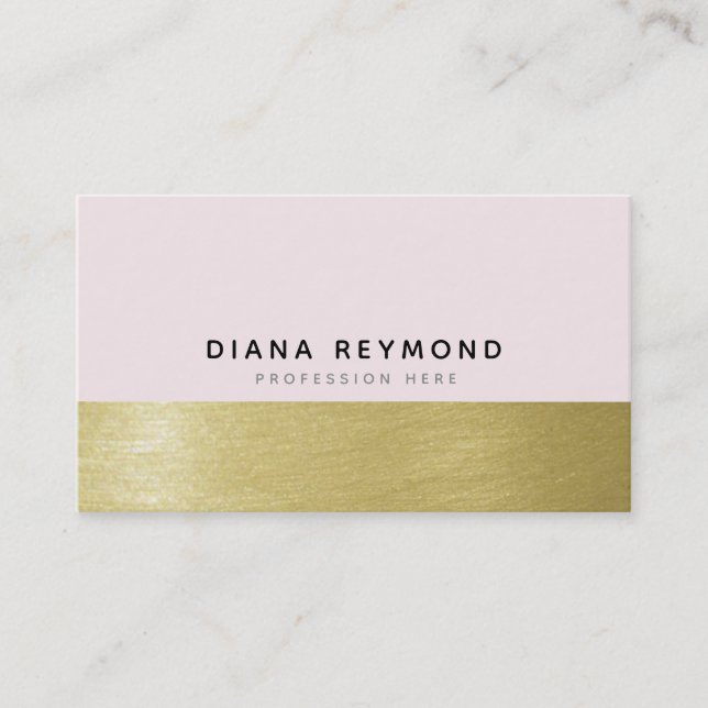 modern professionell mycket ljus rosa & oäkta guld visitkort (Framsida)
