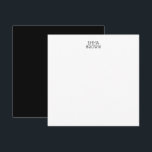 Modern Professionell Namn Black White-Personlig Anteckningskort<br><div class="desc">Personlig stationär anteckningskort med färg baksida i fast form.</div>