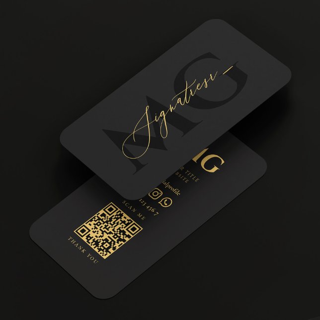 Modern Professionell Namnteckning Elegant svart Visitkort (Modern Professional Signature Elegant Black Business Card
)