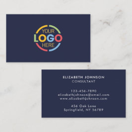 Modern Professionell Navy Blue Company Logotyp Visitkort