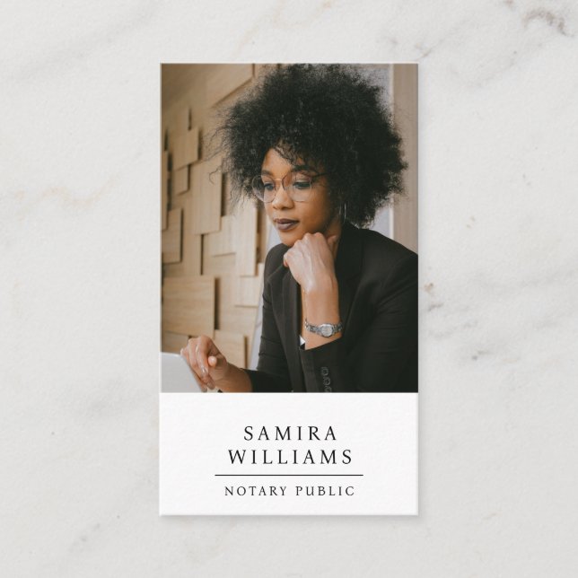 Modern Professionell Notary Public Photo Visitkort (Framsida)