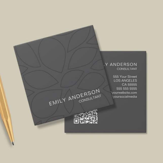 Modern Professionell Personlig QR-Affärskort Fyrkantigt Visitkort (Create your own Professional Business Card by MINTIC DESIGN STUDIO)