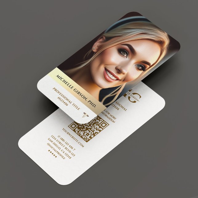Modern Professionell Photo Elegant White Guld Visitkort (Modern Professional Photo Elegant White Gold Business Card
)