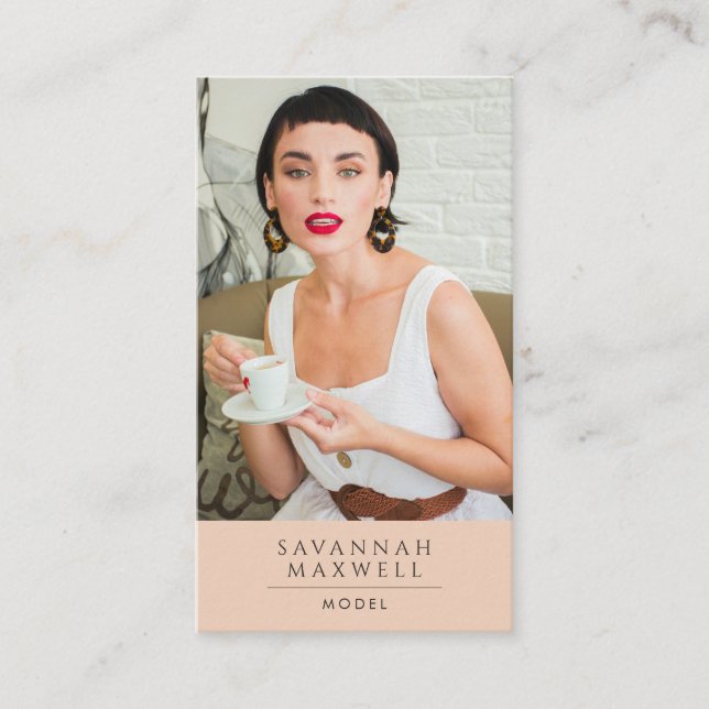 Modern Professionell Photo Peach Rosa Visitkort (Framsida)