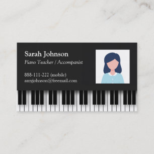 Modern Professionell Pianolärarbild Visitkort
