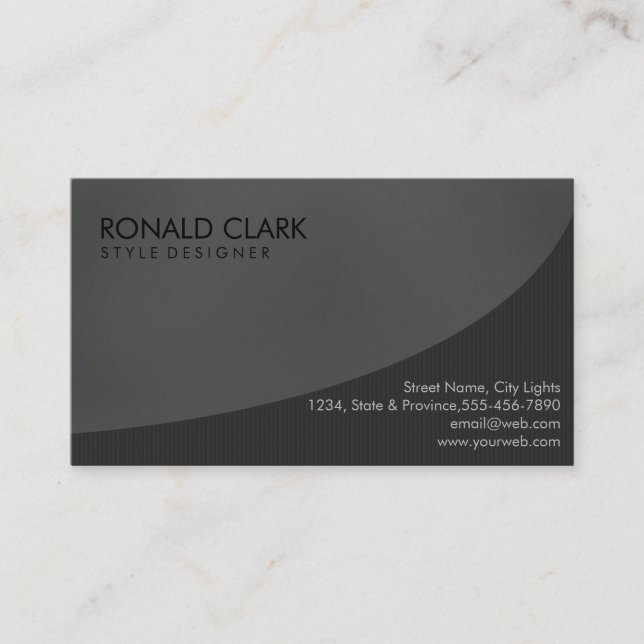 Modern Professionell Plain Black Grått SimpleElega Visitkort (Framsida)