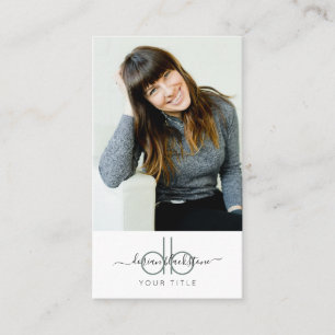 Modern Professionell Porträtt Photo Monogram Visitkort