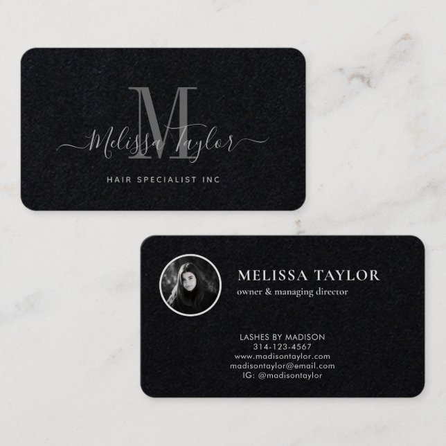 Modern Professionell Premium Black Namnteckning Visitkort (Fram/baksida)