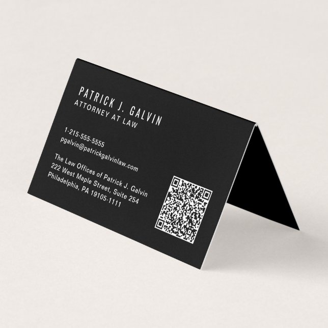 Modern Professionell QR Code Logotyp Black Visitkort (Framsida)