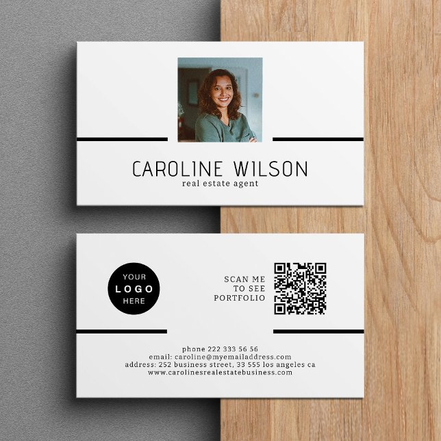 Modern professionell QR CODE-logotyp, fotovit Visitkort (Skapare uppladdad)