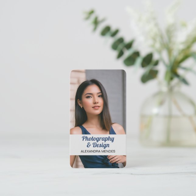 Modern Professionell - QR-kod för foto Visitkort (Stående Fram)