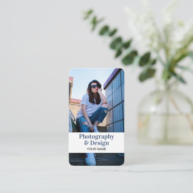 Modern Professionell - QR-kod för foto Visitkort (Stående Fram)