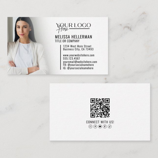 Modern professionell QR-kod fotologo Visitkort (Fram/baksida)