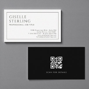 Modern Professionell QR-kod Minimalistisk Svart Vi Visitkort