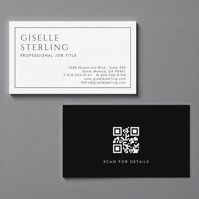 Modern Professionell QR-kod Minimalistisk Svart Vi Visitkort (Skapare uppladdad)