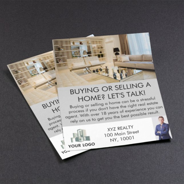 Modern Professionell Real Gods Agent Anpassningsba Flygblad (real estate marketing flyer)