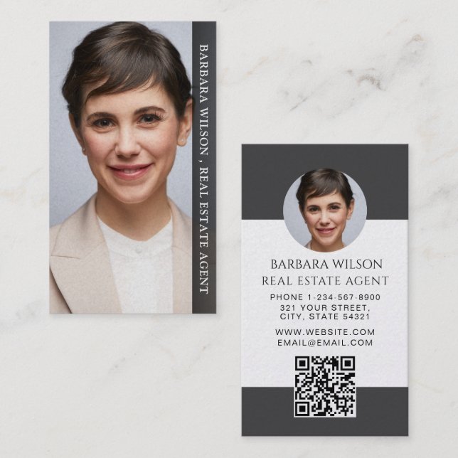 Modern Professionell Real Gods Photo QR-kod Visitkort (Fram/baksida)