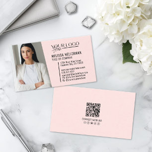 Modern professionell rosa QR-kod foto logotyp Visitkort