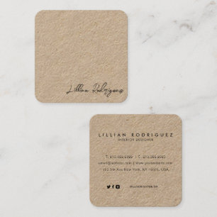 Modern Professionell Rustic Kraft Black Namnteckni Fyrkantigt Visitkort