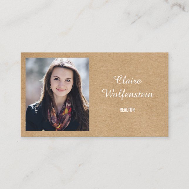Modern Professionell Rustic Kraft Photo Visitkort (Framsida)
