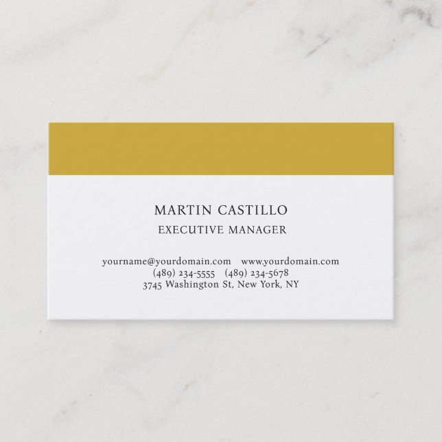 Modern professionell serif-skrift i matt guld och  visitkort (Framsida)