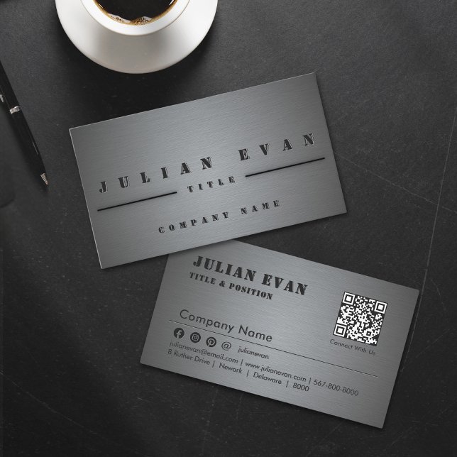 Modern Professionell Shiny Black Aluminium Metall Visitkort (Modern Professional Shiny Black Aluminum Metal Business Card)