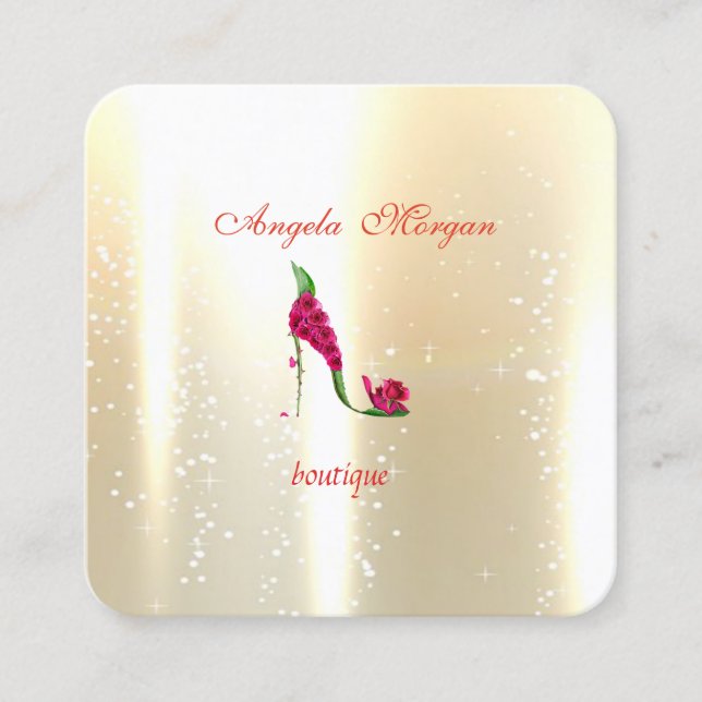 Modern Professionell Shiny Guld ,Flower Heels Fyrkantigt Visitkort (Framsida)