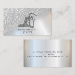 Modern Professionell Silver bokeh Glitter Yoga Gir Visitkort