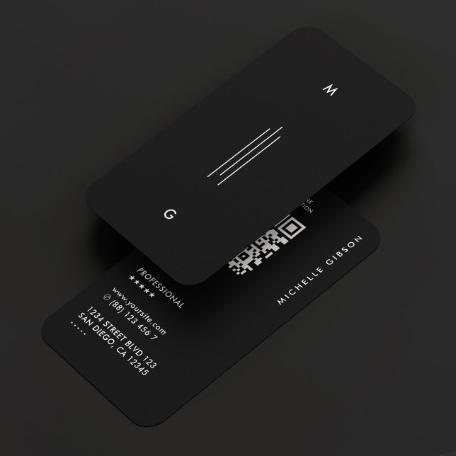Modern Professionell Simple Line Initialer Black Visitkort (Modern Professional Simple Line Initials Black Business Card
)