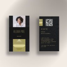 Modern Professionell Sleek Black Guld Photo QR-kod