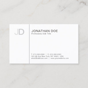 Modern Professionell Snyggt Monogram White Plain Visitkort