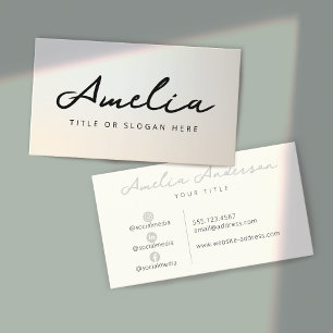 Modern Professionell Soft Silver Social Media Visitkort