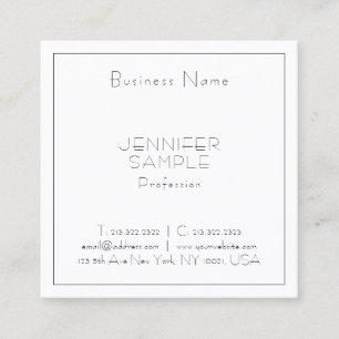 Modern Professionell Square Elegant Luxury Plain Fyrkantigt Visitkort