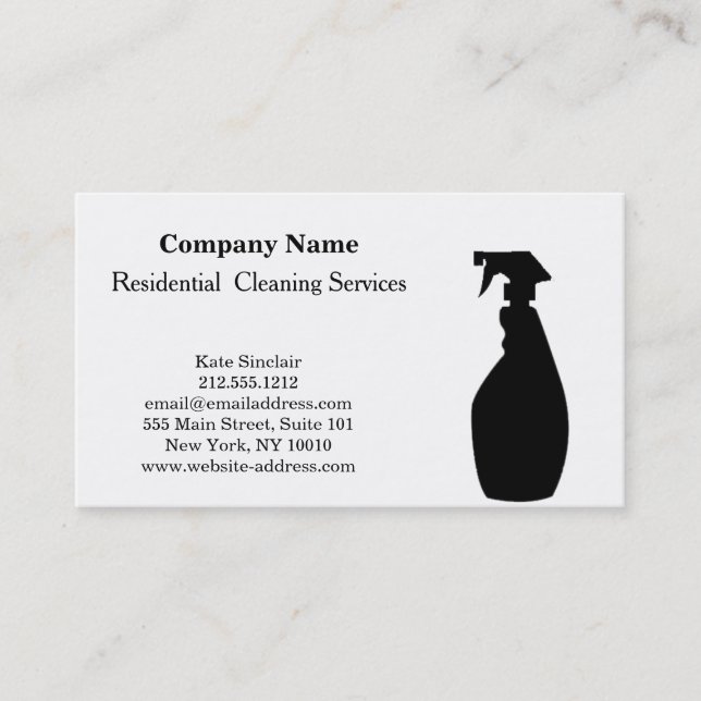 Modern Professionell Städning Service Spray Flaska Visitkort (Framsida)