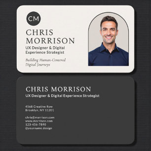 Modern Professionell Svart Foto-Monogram Visitkort