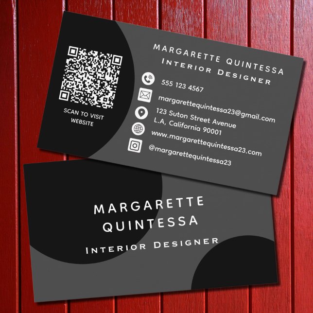 Modern Professionell, svart och vit QR-kod enkel Visitkort (Skapare uppladdad)