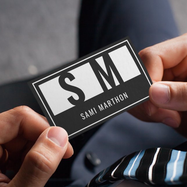 Modern Professionell, svart och vit Visitkort (Skapare uppladdad)