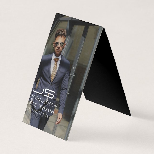 Modern Professionell, svart och vitt fotomonogram Visitkort (Framsida)