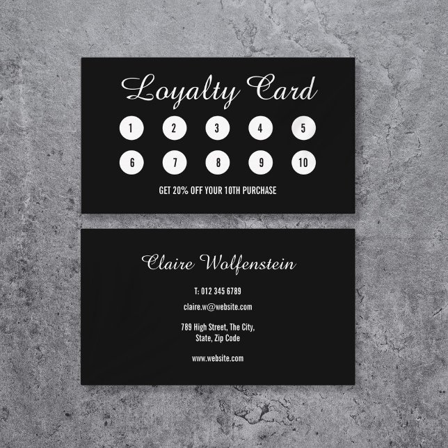 Modern Professionell - svartvitt förmånskort Lojalitetskort (Modern Professional Black and White Loyalty Card)