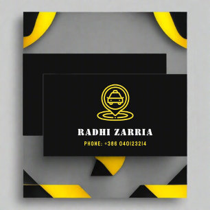 Modern Professionell Taxi Driver Black & Gult Visitkort