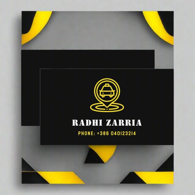 Modern Professionell Taxi Driver Black & Gult Visitkort (Skapare uppladdad)